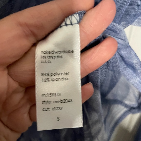 Naked Wardrobe Bodysuit Turtleneck Mesh Long Sleeve Denim Marble Size Small - Picture 3 of 3